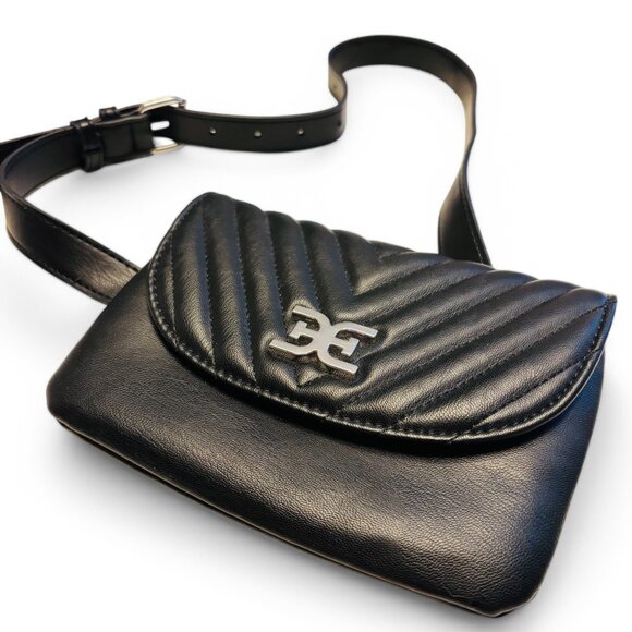 NWOT! Sam Edelman Vegan Leather Quilted Logo Belt/Waist Bag - Picture 2 of 6